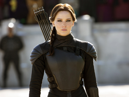 Jennifer Lawrence as the mockingjay.