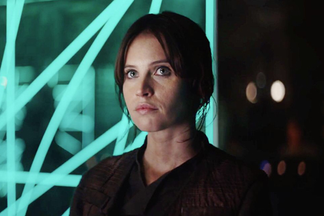 Felicity Jones as Jyn Erso.